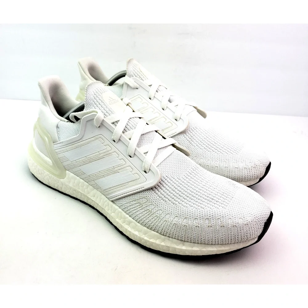Adidas Ultraboost 20 Mens Size 12 Triple White Athletic Running Sneaker Shoes